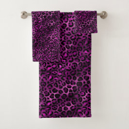 Purple and Gold Leopard Series Design 3 Badhandtuch Set