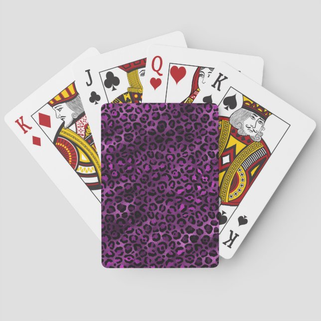 Purple and Gold Leopard Series Design 3 Spielkarten (Rückseite)