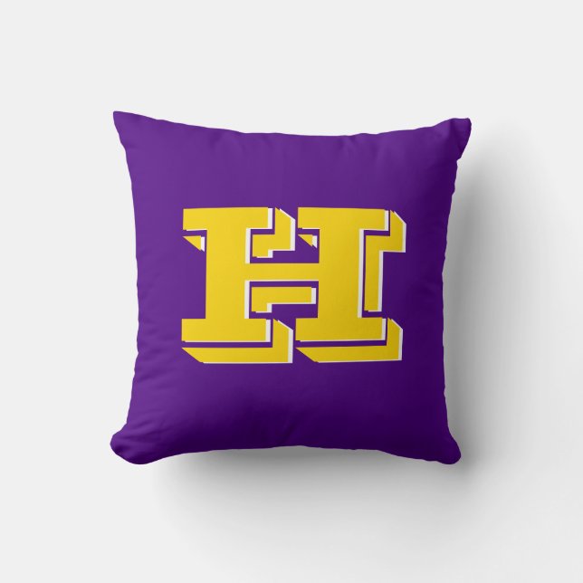 Purple and Gold Team Pride Monogram Kissen (Vorderseite)