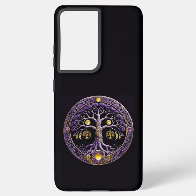 Purple and Gold Tree of Life Mandala Samsung Galaxy Hülle (Rückseite)