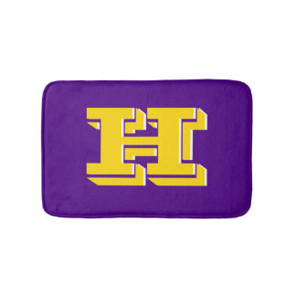 Purple and Gold Varsity Letter Style Monogram Badematte