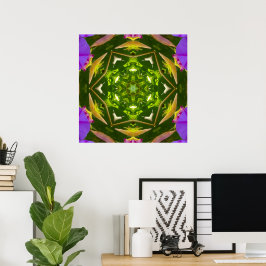 PURPLE AND GREEN ABSTRACT DRAWING. SAMER BRASIL. 4 POSTER