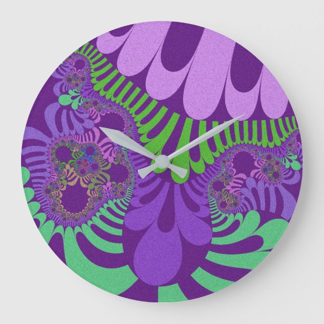 Purple and Green Mod Große Wanduhr (Vorderseite)