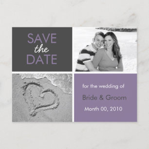 Purple and Grey Enregistrer la date Photo Cartes p