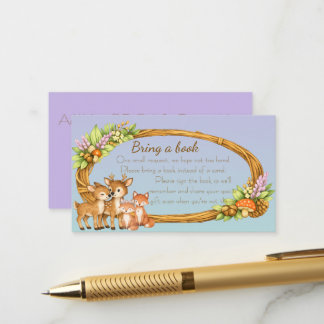 Purple and Mint Woodland Animals Book Request Begleitkarte