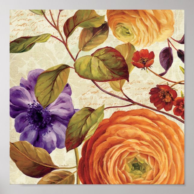 Purple and Orange Flowers Poster (Vorne)