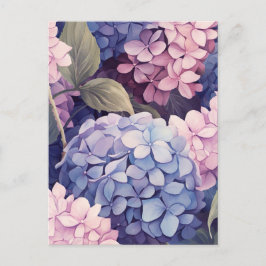 purple and pink hydrangea flower heads postkarte