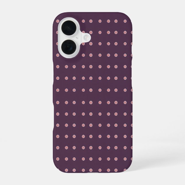 Purple and Pink Polka Dot Pattern iPhone 16 Hülle (Rückseite)