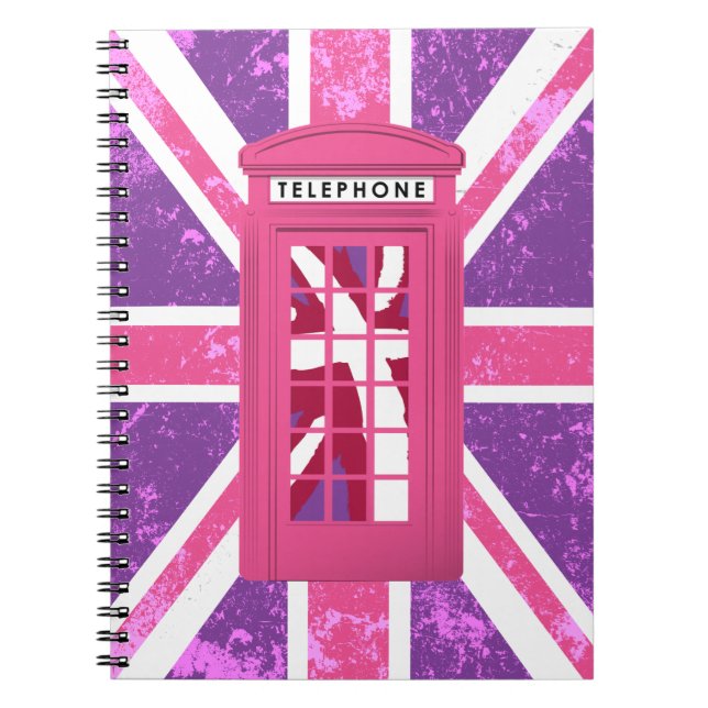 Purple and Pink Vintage Phone Booth Notizblock (Vorderseite)