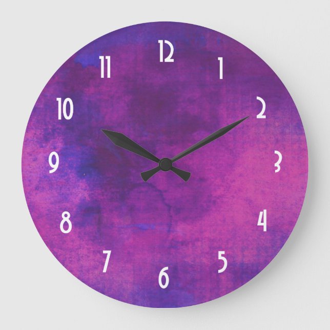 Purple and Pink Watercolor Abstract Background Große Wanduhr (Vorderseite)