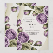 Purple and Sage Green Roses Engagement Party
