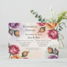 Purple and Sage Green Roses Rehearsal Dinner