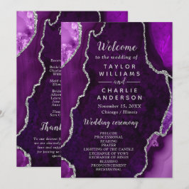 Purple and Silver Agate Wedding Program Programm