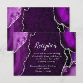 Purple and Silver Agate Wedding Reception Begleitkarte