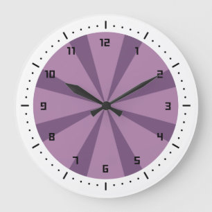 Purple and Violet sunburst Große Wanduhr