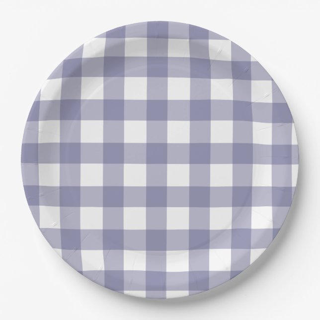 Purple and White Dainty Buffalo check Pappteller (Vorderseite)