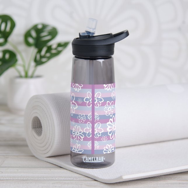 Purple And White Floral Camelbak Water bottle Trinkflasche (Yoga)