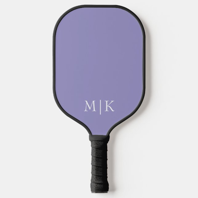 Purple and White | Modern Monogram Pickleball Schläger (Vorderseite)