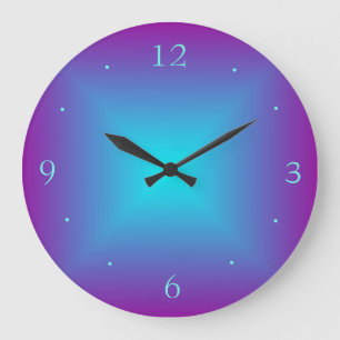 Purple/Aqua Illuminated Printed  Design Wall Clock Große Wanduhr