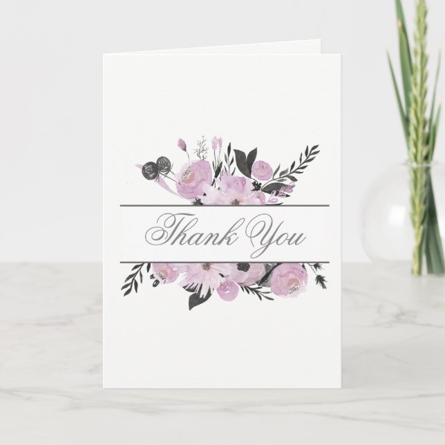 Purple Aquarelle Florale Printemps Mariage merci (Devant)