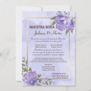 Purple Aquarelle Nuestra Boda Invitation