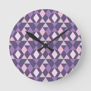 Purple Arabic Geometric Pattern Runde Wanduhr