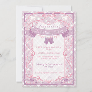 Purple Art Nouveau Princess Birthday Einladung
