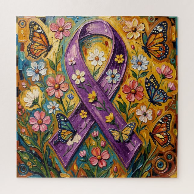 Purple Awareness Ribbon Fibro (Vertikal)