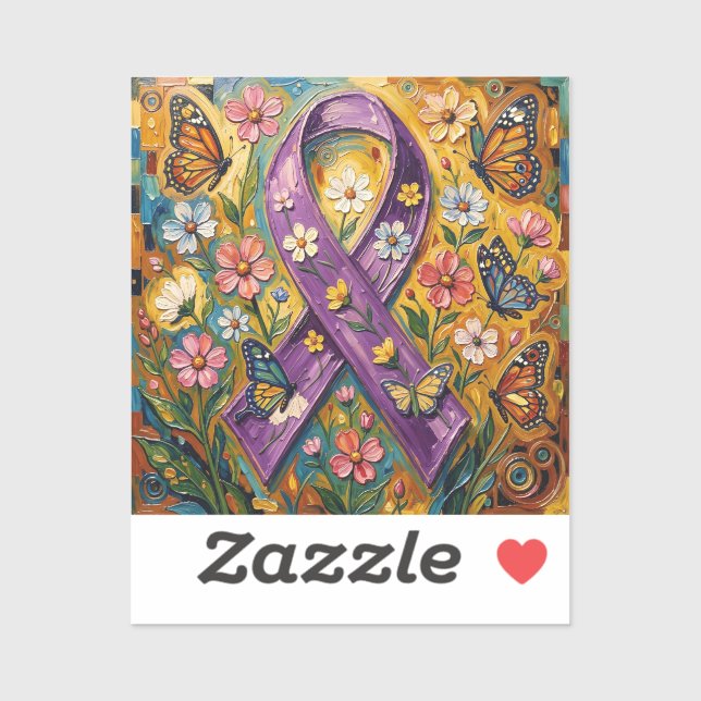 Purple Awareness Ribbon Fibro Aufkleber (Blatt)