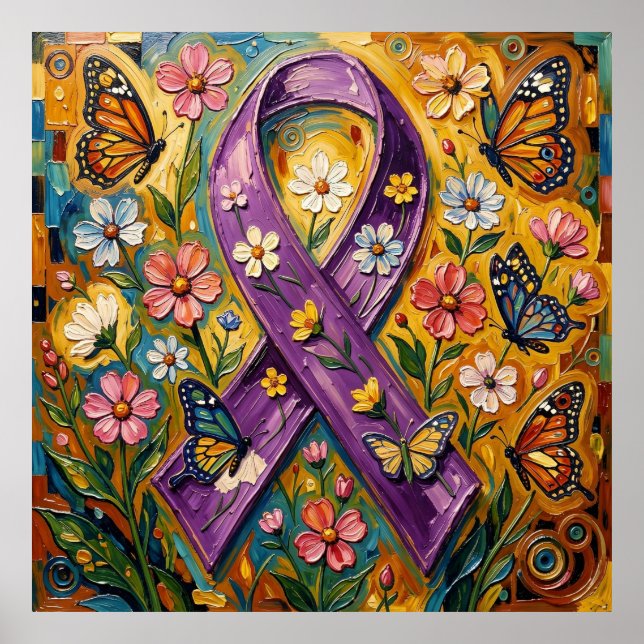 Purple Awareness Ribbon Fibro Poster (Vorne)
