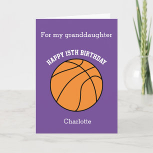 Purple Basketball Sport 15e Anniversaire Carte