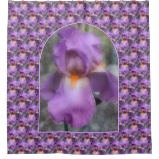 Purple Bearded Iris Flower Nature Pattern Duschvorhang