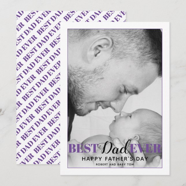 Purple Best Dad Ever typography Father's Day (Vorne/Hinten)