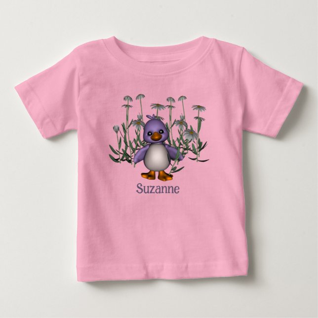 Purple Bird And Daisies Personalized Baby T-shirt (Vorderseite)