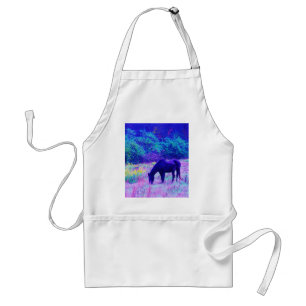 Purple Black Horse in Rainbow field Schürze