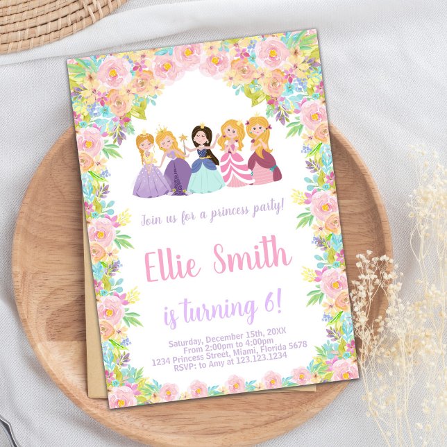 Purple Black Princesses Invitation Anniversaire (Purple Black Princesses Birthday Invitation)