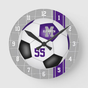purple black team colors varsity stripes soccer runde wanduhr