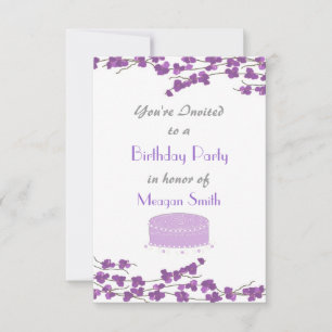 Purple Blossom Anniversaire Fête Invitation