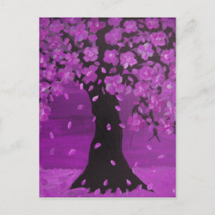 Purple Blossom Tree Design Art Postkarte