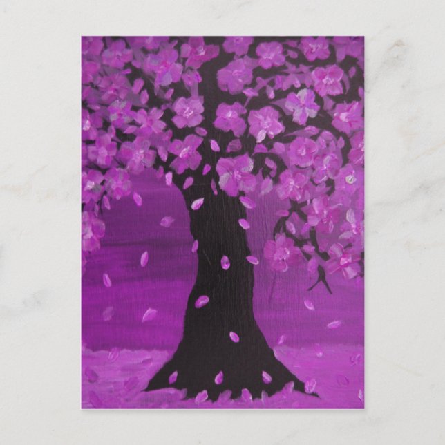 Purple Blossom Tree Design Art Postkarte (Vorderseite)