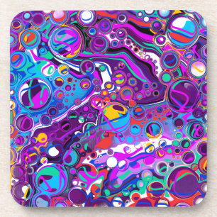 Purple, Blue Colorful Bubbles Abstract Modern Getränkeuntersetzer