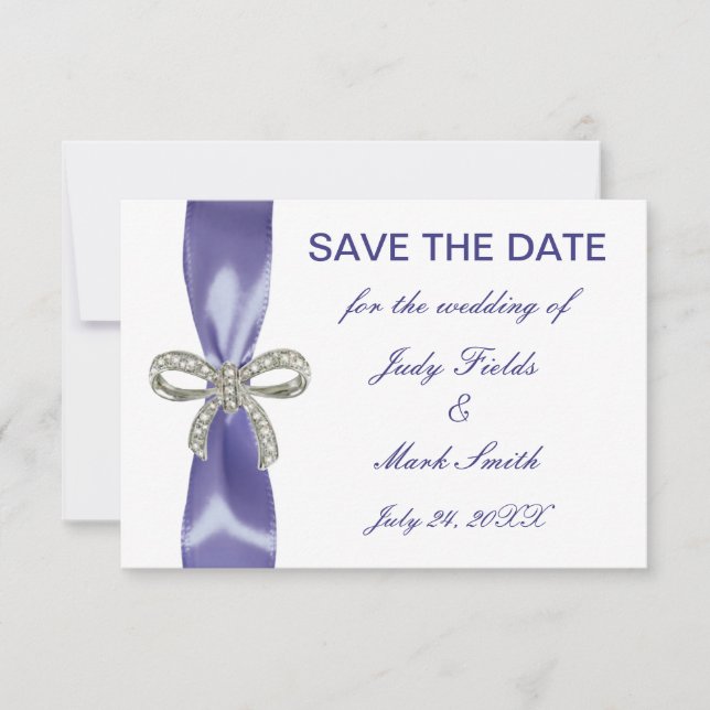 Purple Blue Diamond Bow Enregistrer La Carte Date (Devant)
