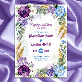 Purple & Blue Floral Watercolor Wedding Invitation Einladung
