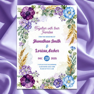 Purple & Blue Floral Watercolor Wedding Invitation Einladung