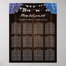 Purple Blue Floral Wedding Seating Chart 12 Poster