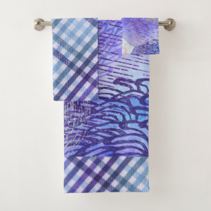 Purple Blue Green Abstrait Aquarelle Retro Checks
