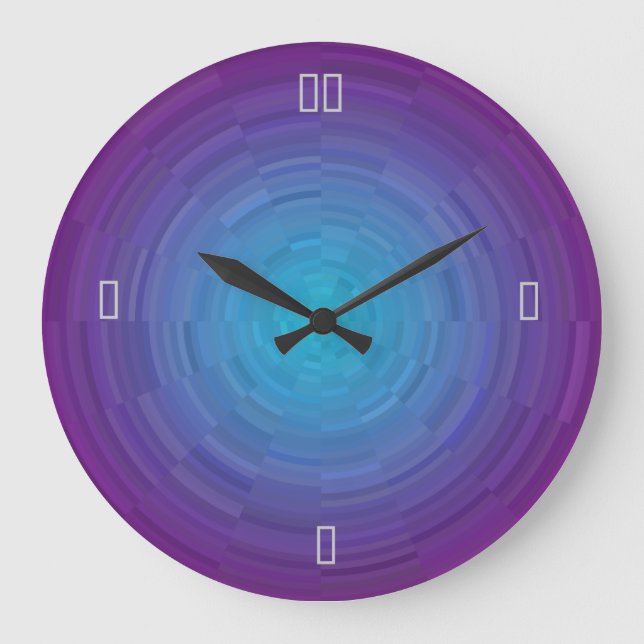 Purple Blue Illuminated >Patterned Wall Clock Große Wanduhr (Vorderseite)