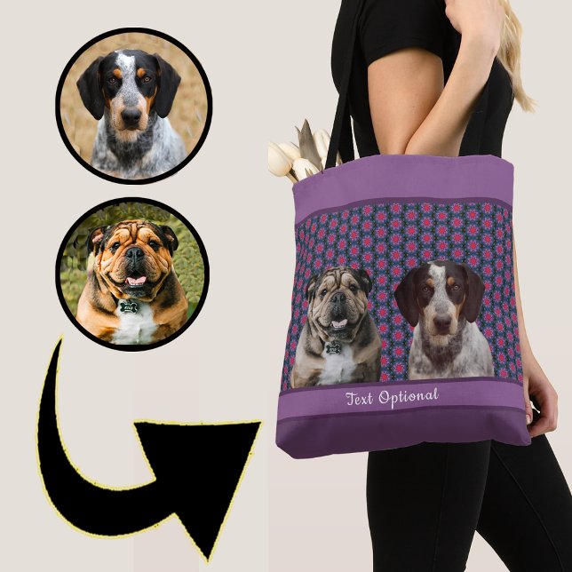 Purple Blue Modern Photo Gift Puppy Dog Lover Mom  Tasche (Von Creator hochgeladen)