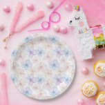 Purple Blue Pink Girly Flowers Birthday Pappteller<br><div class="desc">Purple Blue Pink Girly Flowers Birthday</div>