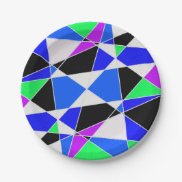 Purple blue white triangle abstract  pappteller